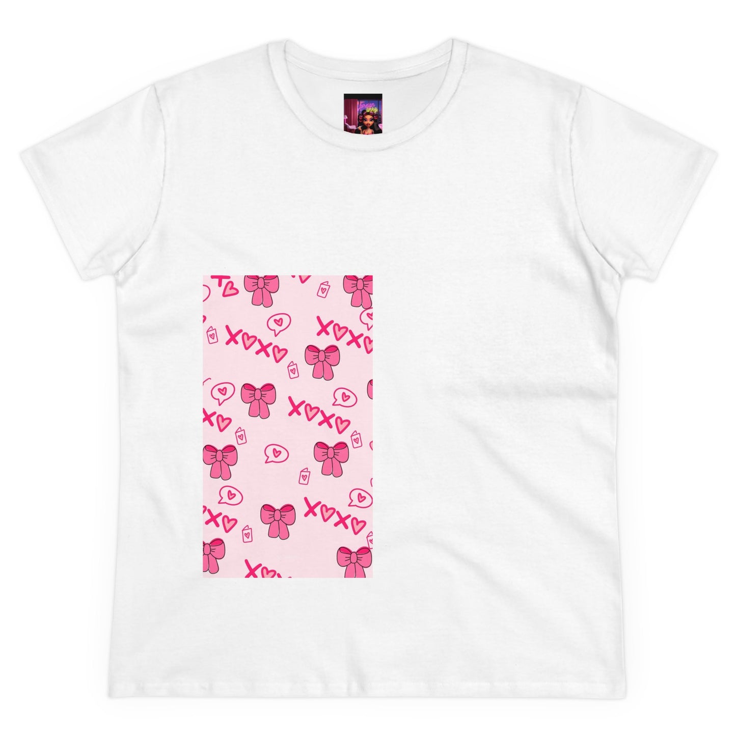 Cute Love-themed Women's Midweight Cotton Tee - Perfect for Valentine's Day & Everyday Wear