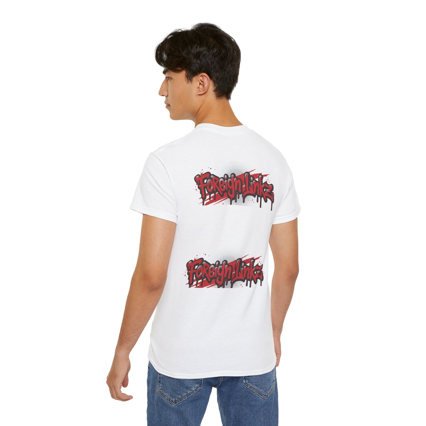 Graphic Tee — "Foreign Linkz" Red Graffiti Swirl