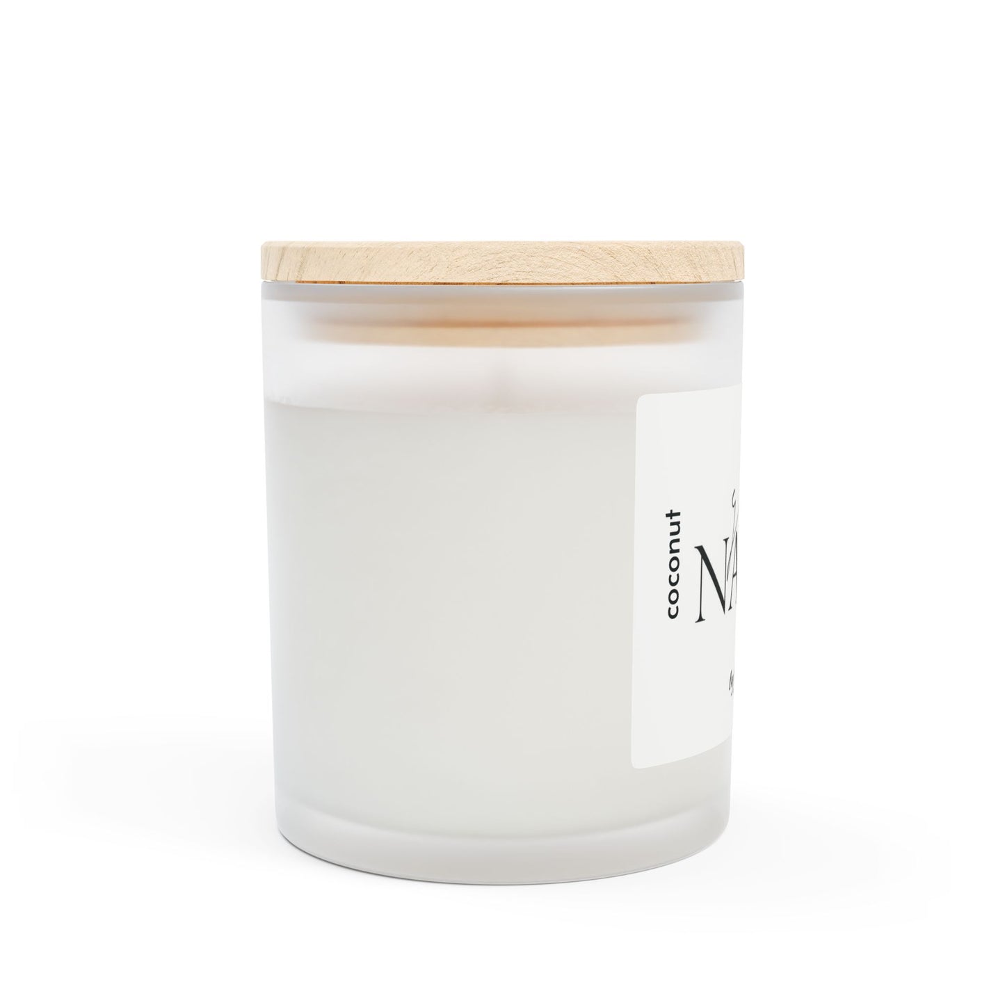 Naked Coconut Wax Candle - 11oz Frosted Glass with Natural Wood Lid