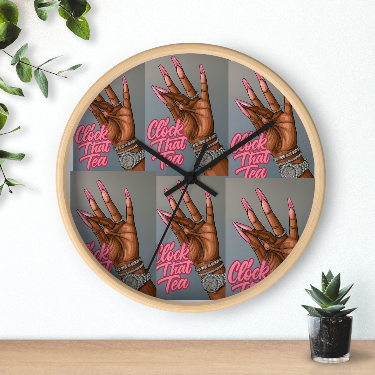 Trendy Wall Clock with 'Clock That Tea' Design - Chic Home Decor, Unique Gift Idea, Modern Wall Art, Stylish Timepiece