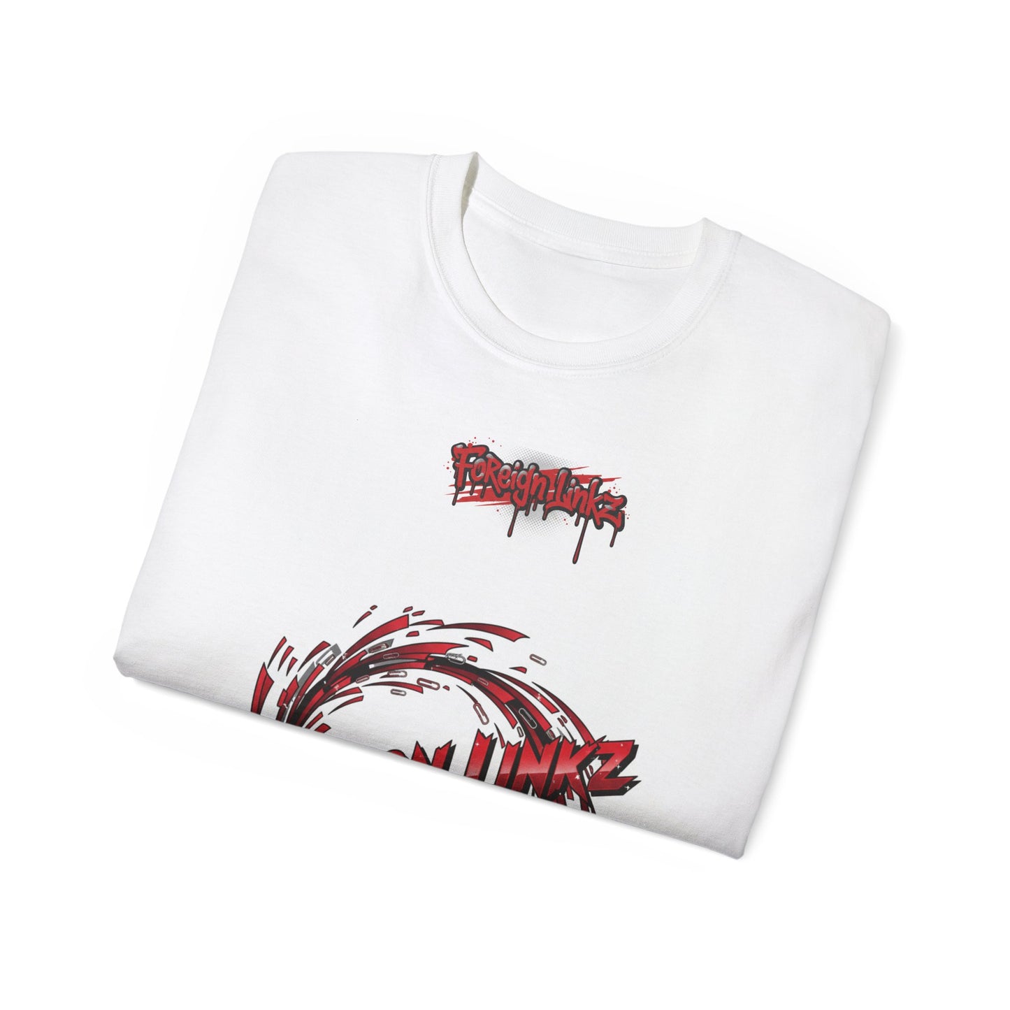 Graphic Tee — "Foreign Linkz" Red Graffiti Swirl