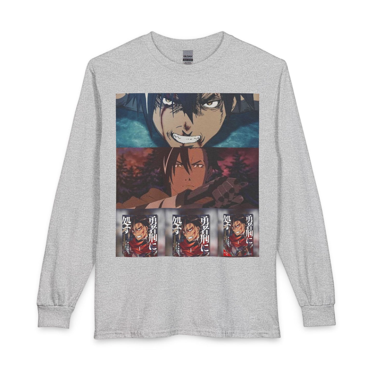 Anime Crew Long Sleeve Shirt — Bold Character Collage Graphic