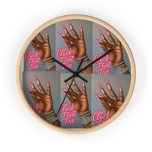 Trendy Wall Clock with 'Clock That Tea' Design - Chic Home Decor, Unique Gift Idea, Modern Wall Art, Stylish Timepiece