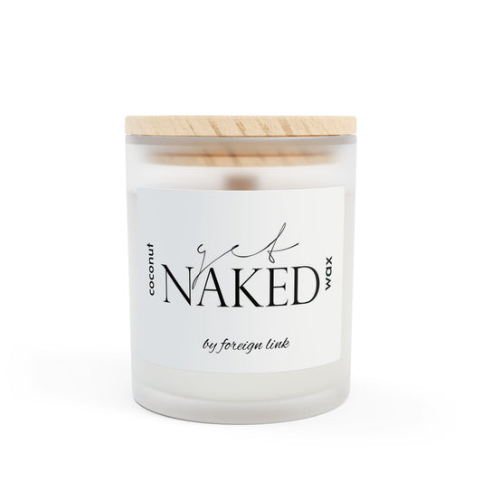 Naked Coconut Wax Candle - 11oz Frosted Glass with Natural Wood Lid